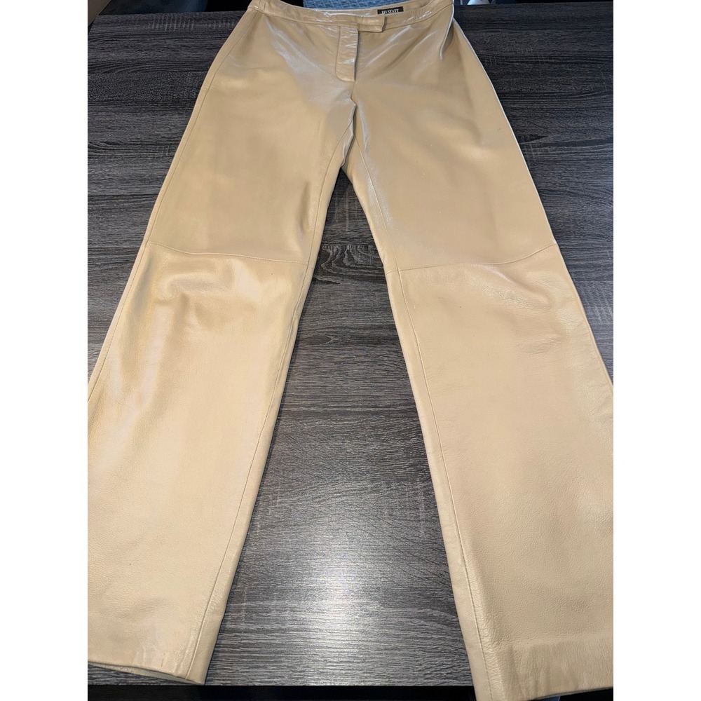 111 State Leather Pants Womens 6 Beige High Rise Straight Leg Genuine Leather